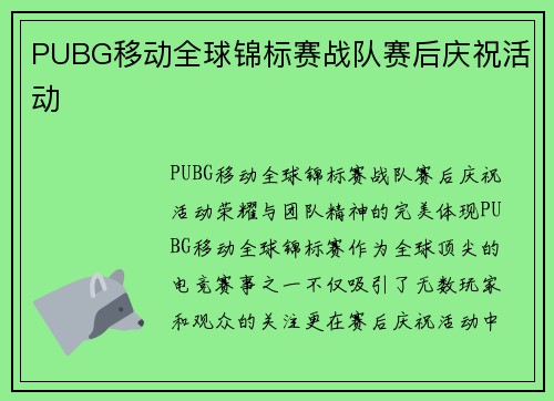 PUBG移动全球锦标赛战队赛后庆祝活动